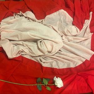 Simons Beige and red queen size bed skirt